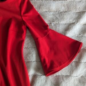 Calvin Klein Vibrant Red Dress with Gold Zipper